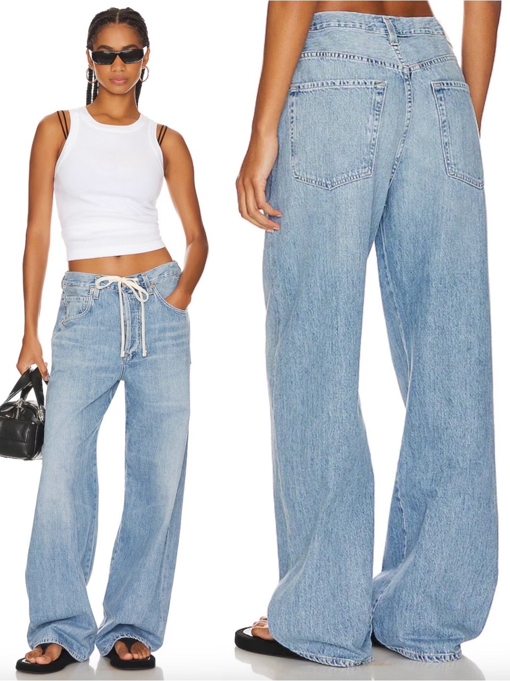 Citizens of Humanity Brynn Drawstring Trouser Jeans Blue Lace - Picture 2 of 7